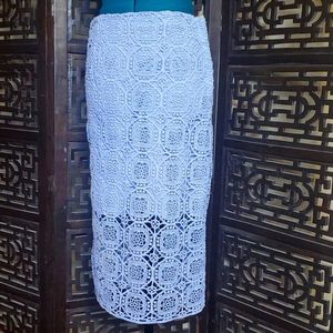 Zara size M light blue crochet pencil skirt